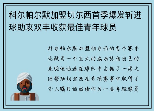 科尔帕尔默加盟切尔西首季爆发斩进球助攻双丰收获最佳青年球员